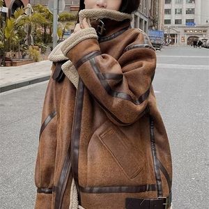 Giacche da donna invernali in pelle di pecora finta pelle scamosciata giacche da donna inverno caldo cappotto in pelliccia sintetica da donna manica lunga cerniera corta giacche casual cappotto 231121