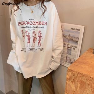 Camiseta masculina manga longa tshirts lazer lazer macio impresso na moda Estudantes coreanos Retro Tops namorado oneck fêmeas adolescentes simples 230421