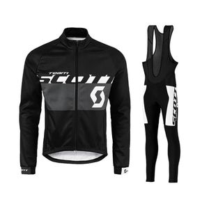 Män Scott Cycling Jersey Suit Outdoor Sports Long Sleeve Bike Shirts Bib Pants Set Dreattable Quick Dry MTB Bicycle Clothing S2102802