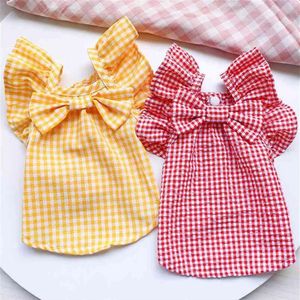 Summer Dog Dress for Dogs Skirt Princess Teddy Grid Pet Clothes Puppy Costume Spring Clothing XS-XL 210824278b