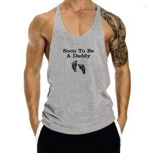 Men's Tank Tops Soon To Be A Daddy Tagless Tee Top Men Cotton Casual Mens Sleeveless Print Sleeveles