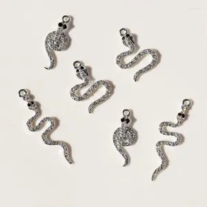 Charms 10Pcs Sparkling Charm Snake Pendant Alloy DIY Necklace Bracelet Earrings Making Materials Jewelry Accessories Material