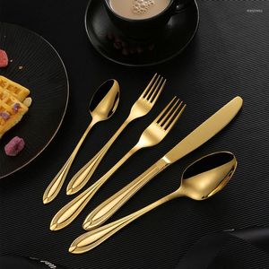 Servis uppsättningar 20st lyxguldkotskåp set western rostfritt stål bordsartiklar kök redskap för middagskniv gaffel vintage handtag gåva