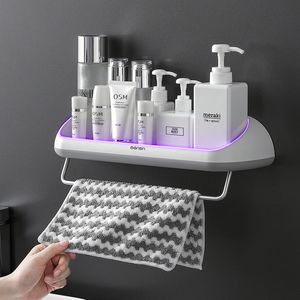 Bathroom Shelves Punch-free Bathroom Storage Rack Shampoo Cosmetic Shower Shelf Wall Mounted Kitchen Towel Holder Shelf Bathroom Acccessories 230422