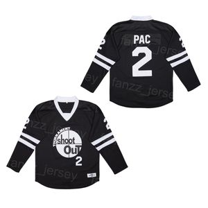 Hockey College Shoot OUT OUT JERSEY 2 PAC MOIVE EQUIPE GREEN BLACLOVER Bordado Bordado Bordado Respirável Vintage para Fãs de Esportes Retro respirável Algodão puro