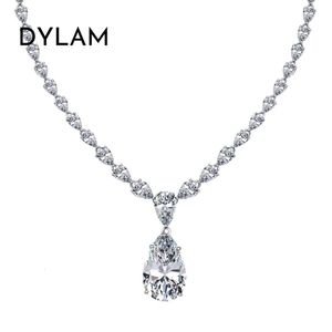 Dylam вечеринка, свадьба, помолвка, женское ожерелье из стерлингового серебра, изящные ювелирные изделия с бриллиантом 5А, циркониевое ожерелье-капля
