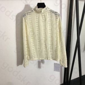 Lace Breathable Base Shirt Women Designer Brand Long Sleeve Shirt Sexy Print Sleeveless Netting Blouse