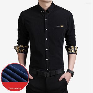 Herren Freizeithemden Plus Größe 5XL-M Herbst Winter Dicke Warme Langarm Cord Für Herren Kleidung 2023 Slim Fit Business Bluse Homme