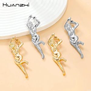 Stud Earrings HUANZHI Female Human Model Shaped Metal For Women Girls Wholesale Exaggerated Alloy Fashion Vintage Creative Jewelry