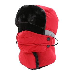 トラッパーの帽子ファーシオン大人の男性女性冬の温かい耳のキャップマスク付きカジュアル帽子屋外風スキーキャップ231122