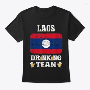 Camisetas masculinas Men camisa da equipe de bebidas do laos