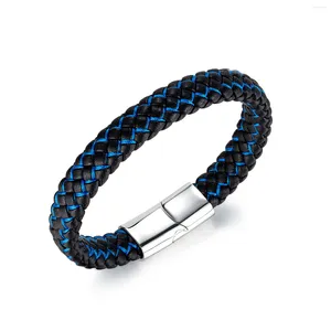 Bangle Fashion Jewelry In Europe And The United States Braided Leather Bracelet Retro Matching Titanium Steel Magnetic Buck