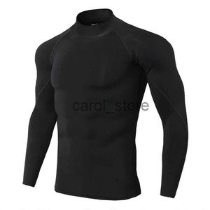 Homens camisetas Homens Correndo Camisas Esportivas Ginásio Fitness Compressão Skinny T-shirt Masculino Jogging Treinamento Preto Sólido Tee Tops Crossfit Roupas J231121