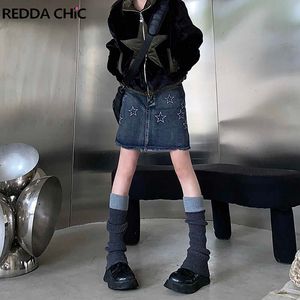 Etekler reddachic vintage grunge y2k kadın denim etek yıldız mini kısa mavi kot pantolon dipler yüksek bel kore tarzı acubi moda kıyafetleri p230422