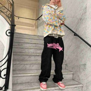 Men's Jeans Y2k Badfriend Hip Hop Letter Print Black Pants Men Women Fashion Casual Rock Wide Foot Baggy Trouser Streetwear 230920