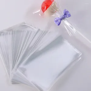 Gift Wrap 100pcs OPP Plastic Bags Transparent Cellophane Clear Candy Lollipop Cookie Gifts Packaging Bag Party Favor Baking Supplies