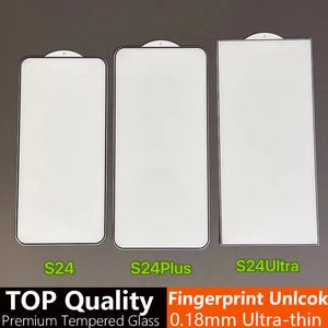 S24Ultra Fingerprint Unlock Full Cover Tempered Glass Protector for Samsung GALAXY S24 S23 S22 S21Plus Ultra S22Plus S22Ultra 0.18mm ultra-thin glass film