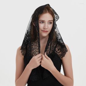 Etniska kläder svart broderi spansk stil spets mantilla kyrka bröllop katolsk slöja