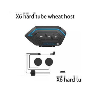 Motorcykel Intercom Walkie Talkie Senaste X6 Hjälm Headset Motorcykel BT Interphone Bluetooth Stereo för leverans av mobiltelefoner DHT6G