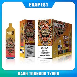 Oryginalny Bang Tornado 12000 Puffs Do dyspozycji Vape Pen 12k Puff Vape Bangbar 20ml Prefilled Naboje Pod 650 Mah 12 Smaki ładowalne Bateria LED LED VS Zooy