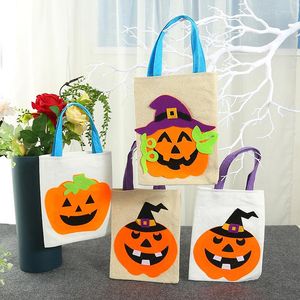 Förvaringspåsar Portable Tote Bag Multipurpose Halloween Candy Large Capacity Burlap Pumpkin Gift för Festival Party TS2