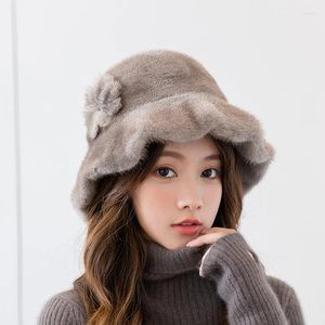 BERETS ZDFURS帽子女性冬の温かいベレーブリティッシュレトロトップ盆地