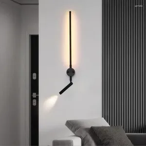 Lampada da parete a LED moderna a luce lunga con faretto rotante per la camera da letto di casa, soggiorno, divano, apparecchio di illuminazione di fondo