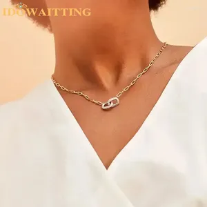 Pendants 925 Sterling Silver Geometric Chunky Paper Clip Link Chain Necklace Arrived Fashion Cute Lovely Women Jewelry