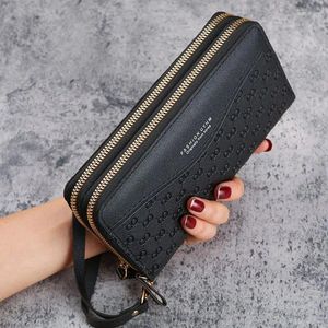 財布財布女性の二重層ジッパーゼロマルチレイヤー大容量携帯電話バッグデュアル使用マルチカードカード