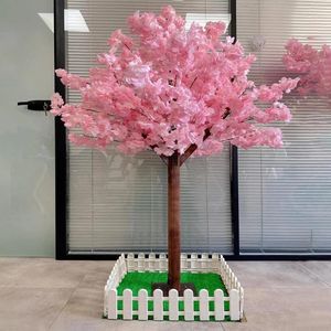 Flores decorativas árvore artificial 1.5m flor de cerejeira e árvores de pêssego densas rosa claro para plantas de sala de estar familiar interna