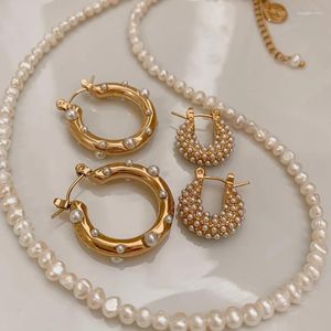 Hoop Earrings BenS Pearls Small Lovely Round Huggie Gold Plated Brass Women Jewelry Wholesale