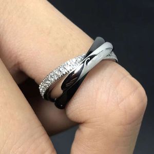 جديد ثلاثة ماسيات الفضة سوداء للرجال والنساء الزوجين الخاتم على طراز الخاتم الفاخرة الفاخرة المتقدمة