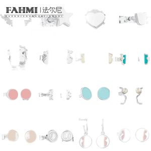 Fahmi Classic Fashion Srebrne kolczyki górskie Podstawowe srebrne kolczyki Zestaw Niedźwiedź Muffin Silver Spot Kolczyki Pearl Srebrne Kolczyki Halo Prezenty, przyjęcie, wesele