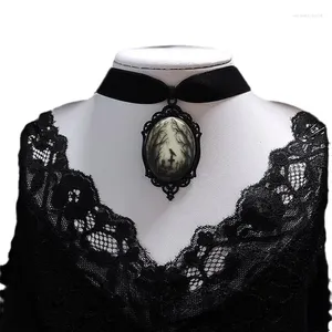Pendant Necklaces Fashion Gothic Woman Man Collar Velvet Choker Goth Black Rose Flower Vampire Necklace Dark Halloween Gift Accessories