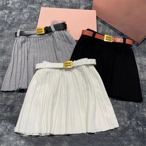 Women Pleated Skirt Dress Sexy Belt Elegant Young Lady Holiday Skirts