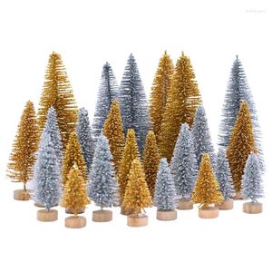 Weihnachtsdekorationen 5 Teile/los Mini Schnee Künstliche Baum Sisal Seide Zedernbäume Für Jahr Dekoration Weihnachten Party Ornamente