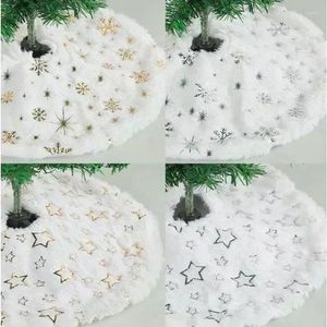 Christmas Decorations 40cm Plush Tree Skirt White Faux Fur Xmas Trees Sequin Carpet Mat Foot