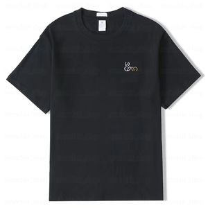 Camisetas masculinas Camisas masculinas com gola redonda bordado estilo clássico manga curta preto e branco casal de duas cores