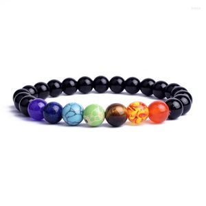 Strang 7 Chakra Heilung Perlen Armband Natürliche Obsidian Tigerauge Perlen 8MM Für Frauen Männer Mode Yoga Schmuck Tropfen