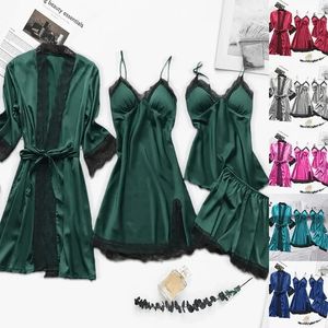 Damen-Nachtwäsche, Satin-Anzug, Nachthemd, Kleid, V-Ausschnitt, Spitze, Seide, Pyjama, Cami-Robe, Home-Set, Nachthemden, Frühlingspyjamas, Nachtwäsche, Schlafkleidung 231122