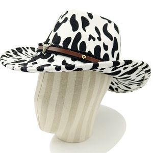 넓은 가슴 모자 버킷 카우보이 모자 폴 윈터 소 패턴 페도라는 두꺼운 컬링 황소 머리 유니니스 렉스 재즈 230421