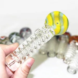 Freezable Glycerin Coil Glass Tobacco Pipes Cute Colored Bowl Spoon hand pipe Mini Heady Colorful Hand Bubblers Pipe for Smoke ash catcher nectar