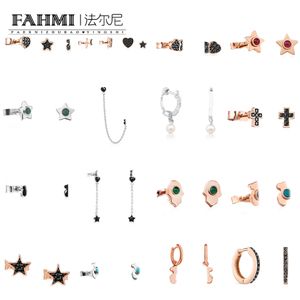 Fahmi Fashionable high-end pearl round full diamond straight round round full diamond tassel rose gold silver gold single earrings Good Craftsmanship, TOP Quality