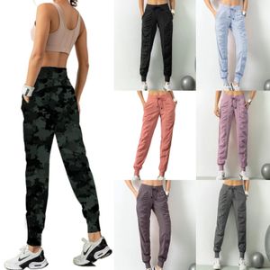 LL Pantaloni sportivi traspiranti Abbigliamento da palestra Pantaloni da jogging da donna Asciugatura rapida Slim Allenamento da corsa Fitness Leggings LU Pantaloni casual con tasche a nove punti