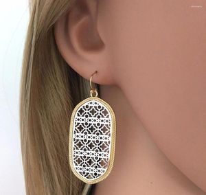 Orecchini pendenti in stile 2023 che vendono semplici ed eleganti orecchini cavi in filigrana ovale per le donne all'ingrosso di gioielli di moda