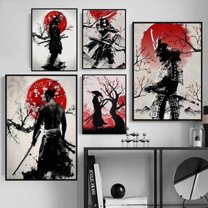 Japanska målningsaffischer och trycker Japan Samurai Art Canvas Målning Anime Wall Art Pictures for Living Room Home Decor306U