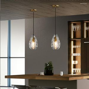 Pendant Lamps FKL Nordic Copper Bedside Crystal Chandelier Light Luxury Bedroom Restaurant Bar Single Head Long Line Small