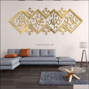 Adesivi murali Casa Giardino Decorativo Specchio islamico 3D Adesivo acrilico Musulmano Murale Soggiorno Decorazione artistica Decor 1112 Goccia Del2939