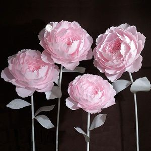 Giant Paper Flowers Large Peony Head Leaves Diy Home Wedding Party Pography Background Wall Stage Decoration Fashion Crafts Y01260j