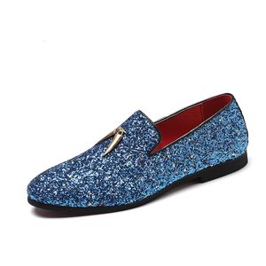 Kleid Schuhe Italienische Mode Glitter Loafer Männer Ankunft Coiffeur Hochzeit Formale Elegante Party Klassisch 231121